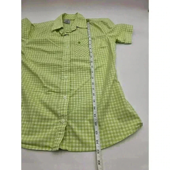 Carhartt Women's Size M Green and White Plaid Button-up Short Sleeve Shirt - Picture 7 of 7